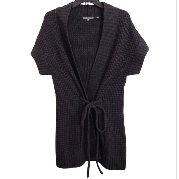 Vince Sweaters - Vince Dark Grey Textured Sweater With Tie Cashmere Blend Size XS
